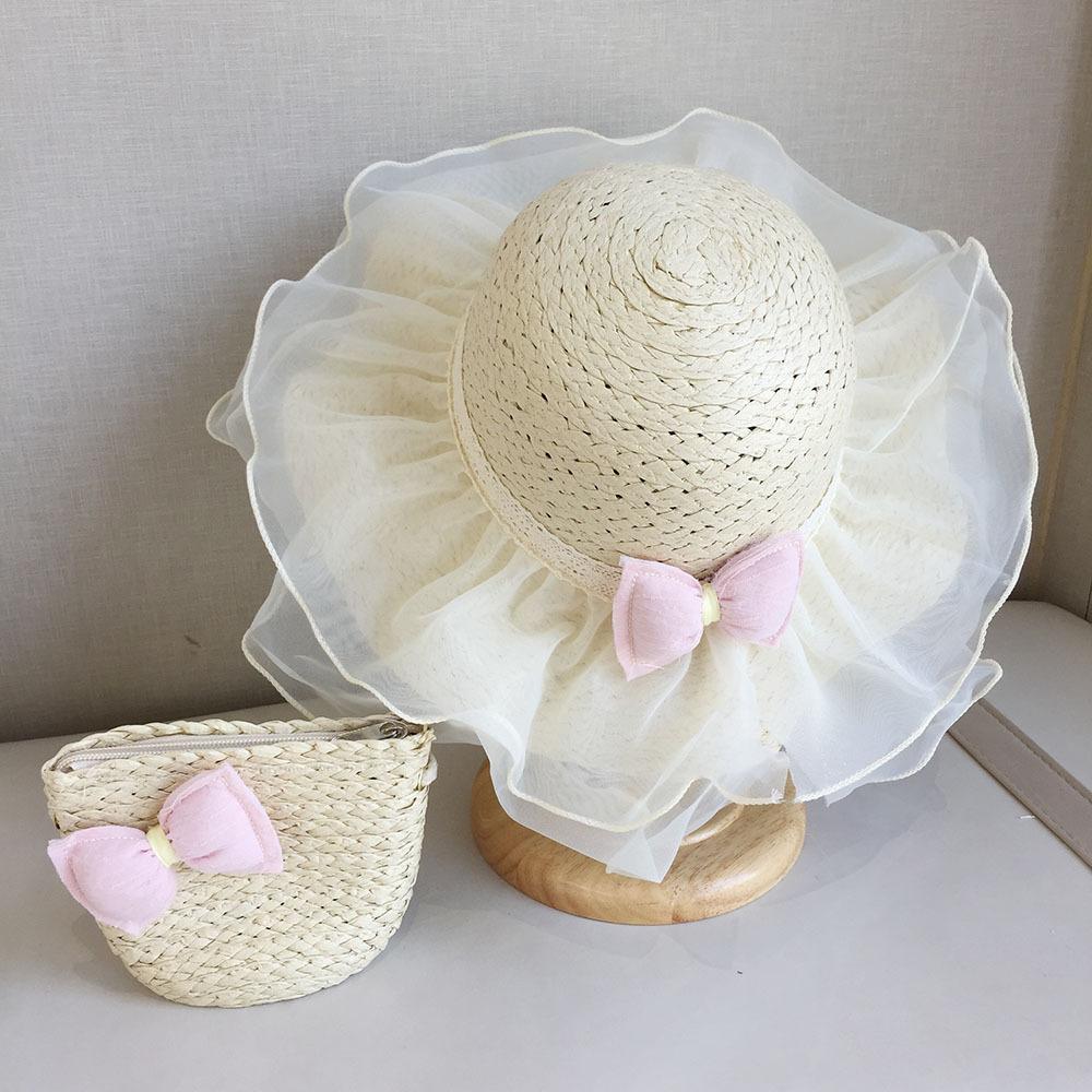 Summer Children's Sun Protection Beach Straw Hat Princess Girl's Vacation Woven Sun Hat