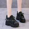 Модная 9 см Осенняя женская повседневная спортивная обувь Обувь на высокой платформе на шнуровке Удобные женские массивные кроссовки Дышащая обувь для улицы