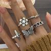 5pcs Set Simple Niche Design Butterfly Dagger Snake Ring Fashion Opening Love Heart Finger Ring Women Fashion Jewelry