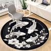 1pc Koi Fish Circle Chair Carpet for Office, Round Non Slip Durable Large Size Office Carpet, Suitable for Office