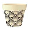 [Q6582] - Black Beige 'Boho' Bamboo Planter - 10. 5x9. 5 Cm