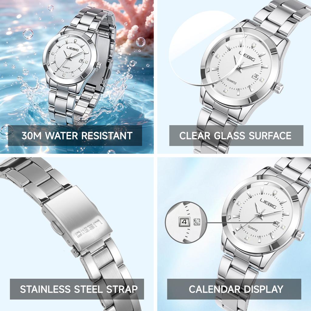 LIEBIG L4005 Luxury Quartz Watches For Women 30M Waterproof Fashion Female Clock Elegant Ladies Quartz Wristwatch Date Calendar