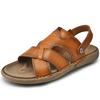Удобные мужские тапочки двойного назначения, новые летние мужские кожаные сандалии для взрослых, мужская пляжная обувь на толстой подошве, нескользящая, с открытым носком, полускользящая