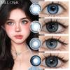 Mill Creek 2pcs Blue Contact Lenses with Grade Eye Cosmetics 14.5MM Big Eyes Contact Students Myopic Lens 1 Year Use
