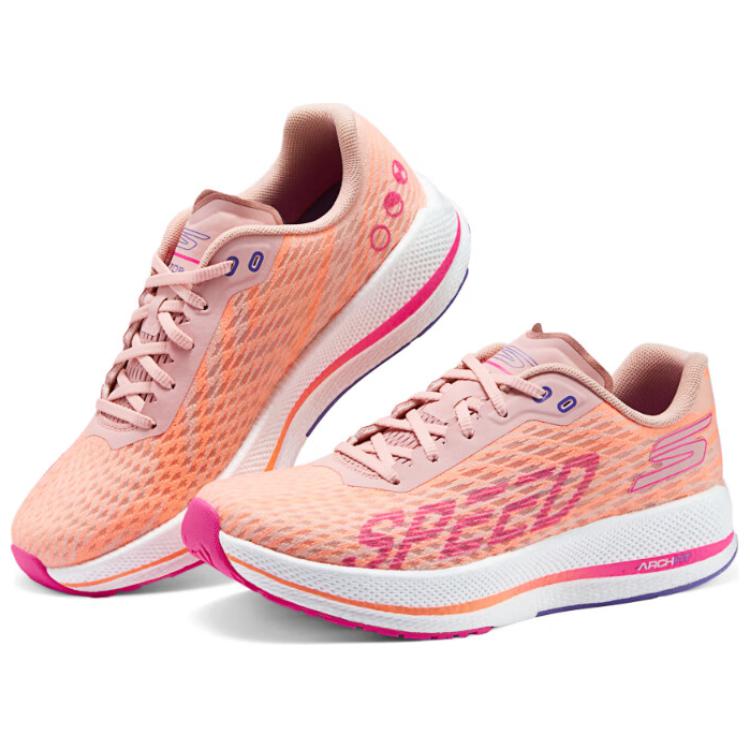 Skechers Go Run Razor 4 Удобные Универсальные Амортизация Поддержка Низкие Повседневные Беговые Кроссовки Женские Кроссовки Розовый Белый 172075-CRMT