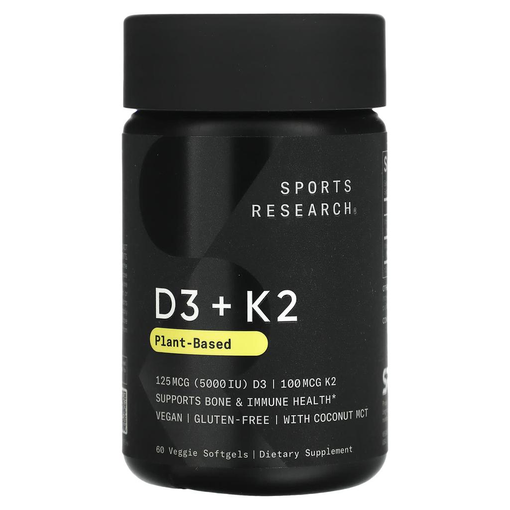 D3 + K2, Vegetarian, 125Mcg/100Mcg, 60 Veggie Softgels