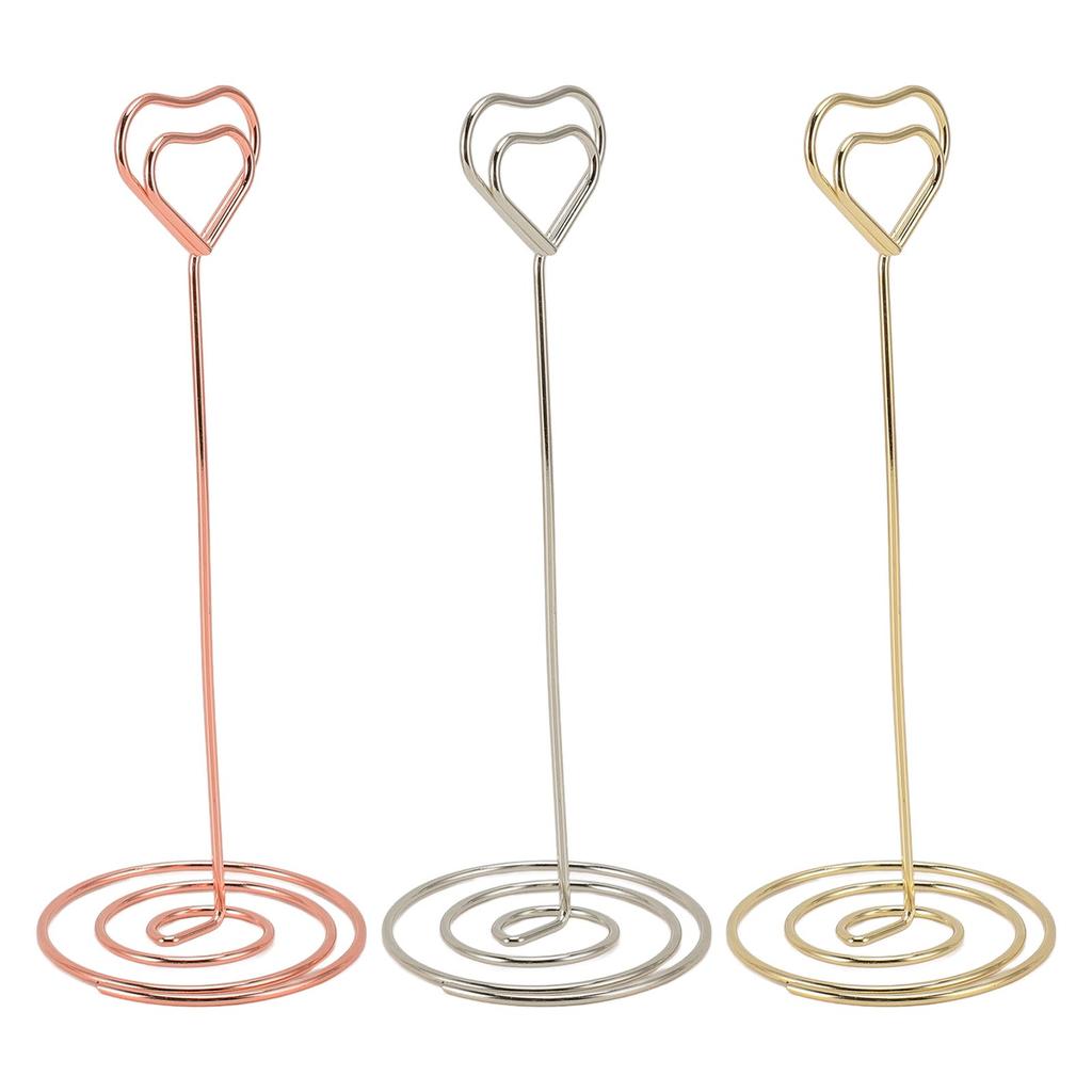 20 Pcs Table Number Holder 15cm Heart Shaped Place Card Holder Memo Clip Photo Stand