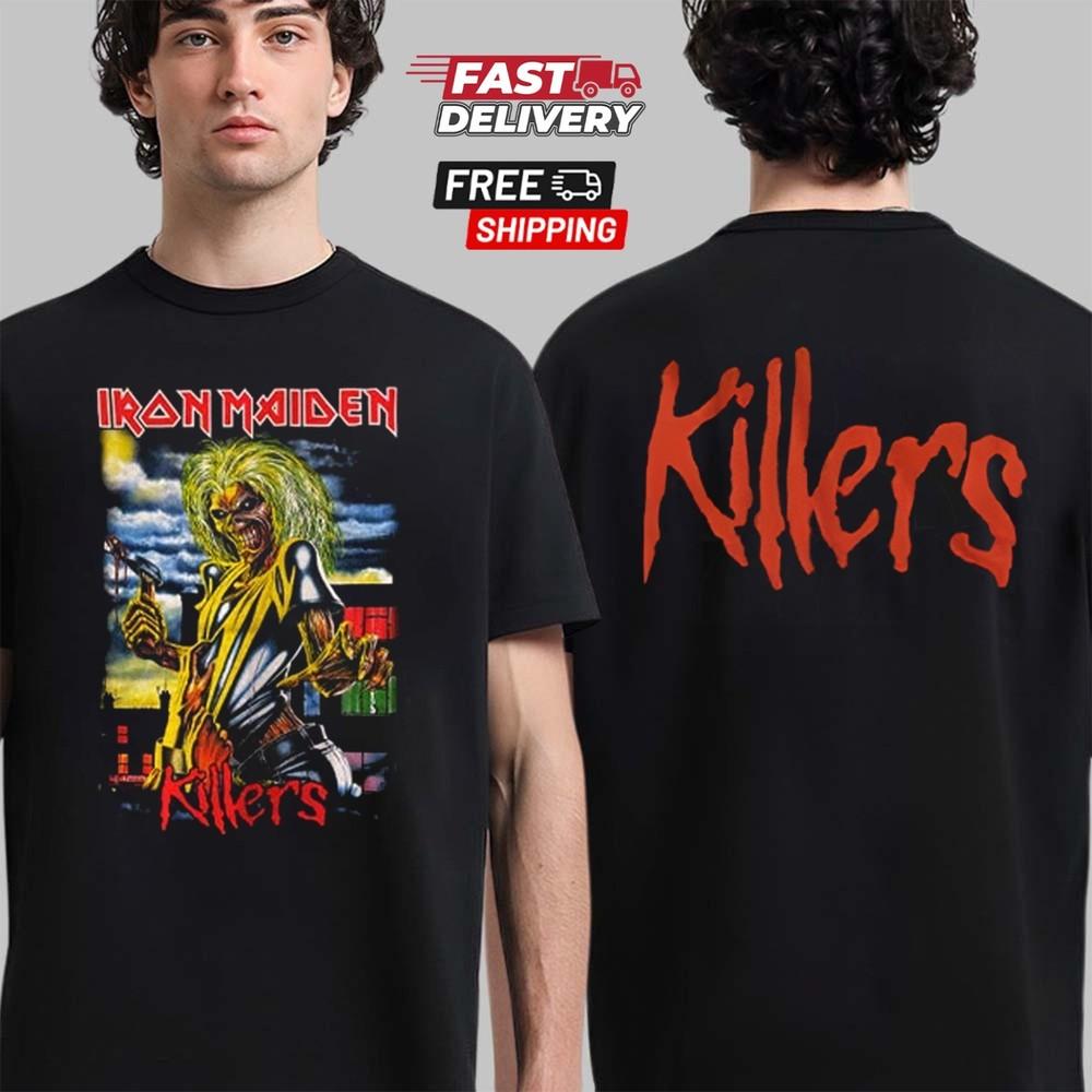 Черная двусторонняя футболка Iron Maiden Killer Hard Rock, Подарок для членов семьи, металлистов, Унисекс футболка