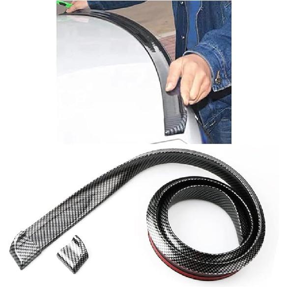 Car Rear Spoiler Roof Lip Kit, Carbon Fiber 3D Rubber Trunk Spoiler Trim Strip Cool Car Decoration, Universal Punch-Free Vehicle Exterior Accessory
