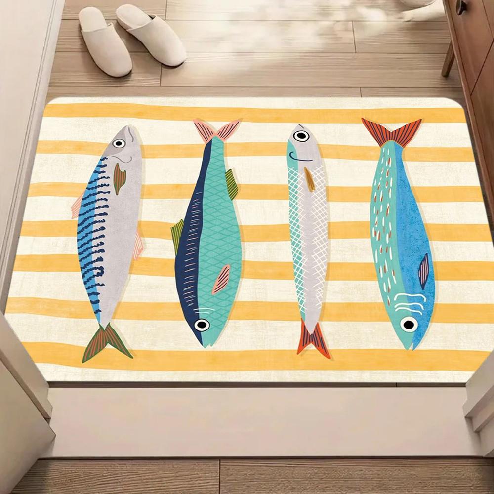 Cartoon Fish Carpet Mat Rug Colorful Marine Pattern Home Decoration Living Room Bedroom Modern Floor Decor Floor Mat Welcome Mat