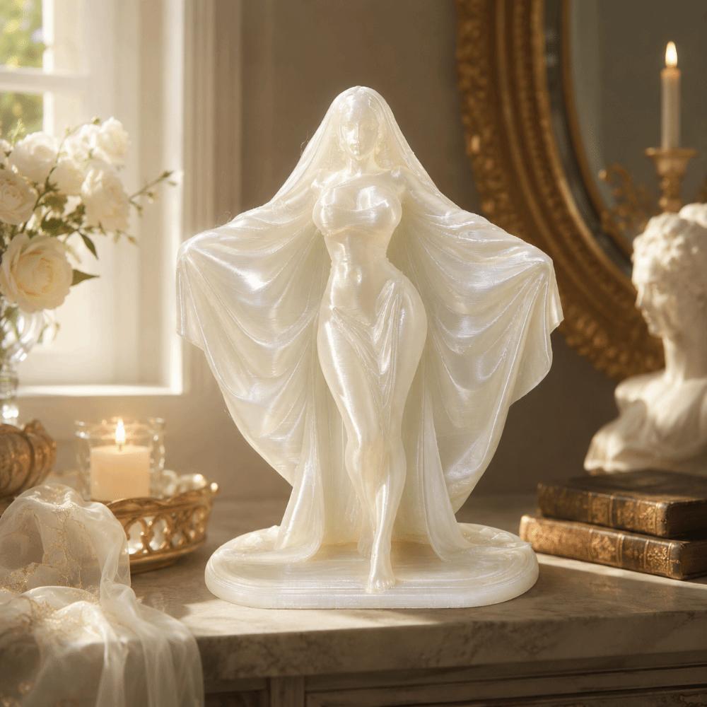 Decorations Desktop Ornaments 3D Printed Cloak Woman Statue Unique Deity Sculpture Halloween Decor
