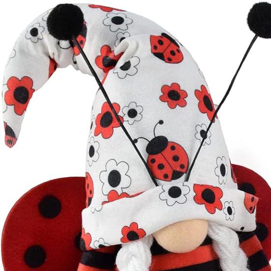 Тематическая безликая кукла с божьей коровкой, белая борода, кукла-гном, плюшевая фигурка, украшение на удачу и счастье, домашний декор