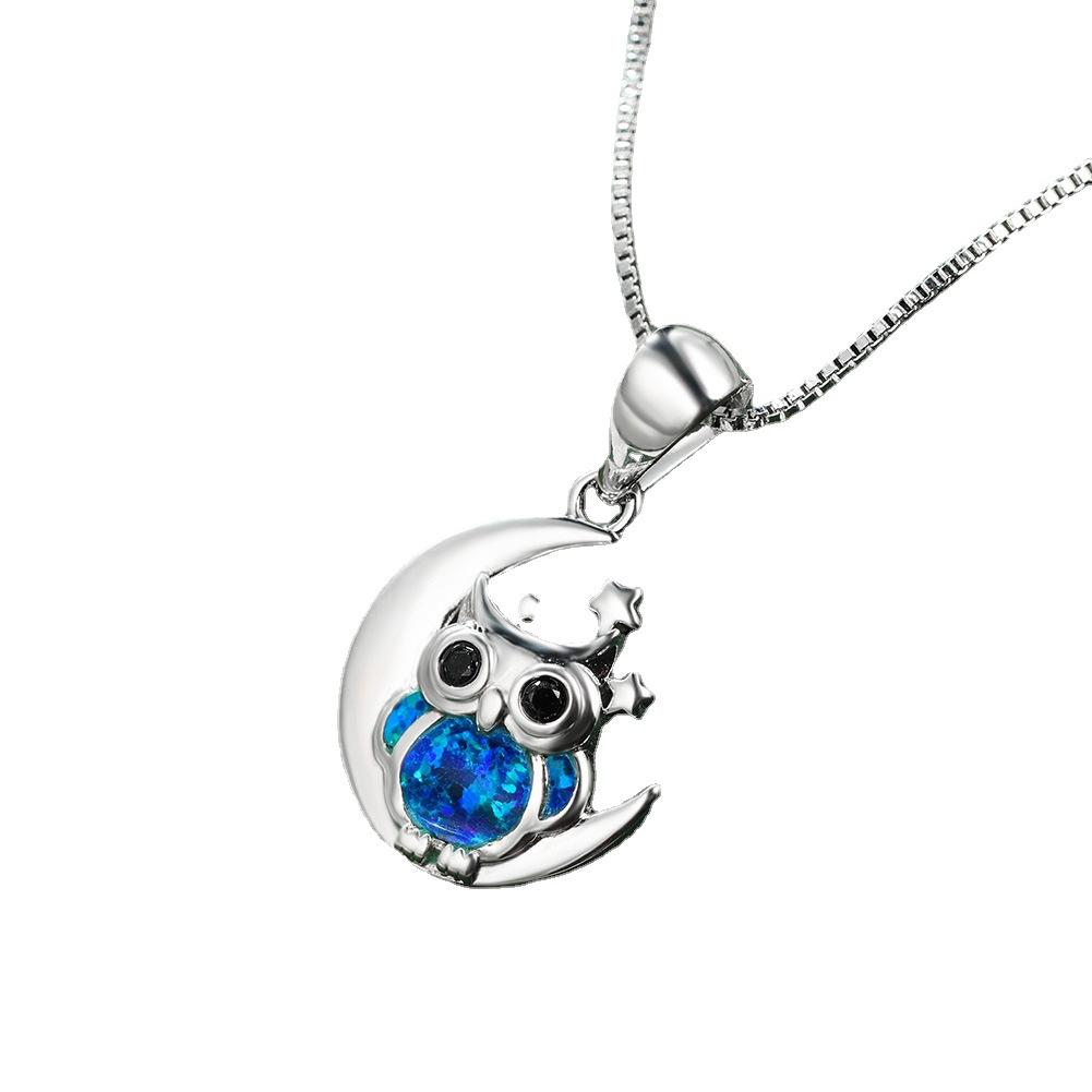 European and American Personalized New Star Moon Owl Necklace Simple Fashionable and Versatile In Temperament