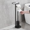 Black Stainless Steel Toilet Paper Holder with Toilet Brush Set Toilet Deodorant Floor Tissue Holder  Removable Freestandin Type