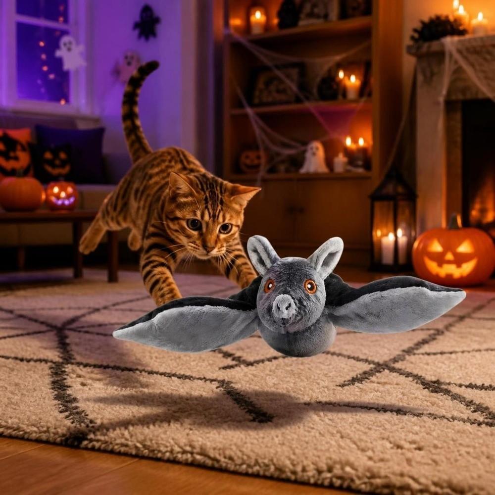 USB Rechargeable Flapping Wings Cat Toys Bat-shaped Chirping Bat Toy Pet Teasing Toy Indoor Use