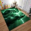 Green Lightning Storm Design Carpet, Dark Cloud Patterned Floor Rug Suitable for use as an anti-slip for living room bedroom sofas