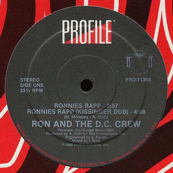 12-дюймовая пластинка RON & THE D.C. CREW - Ronnies Rapp PRO7130 Profile Records 1986 US Rap & Hip-Hop/R&B Б/у