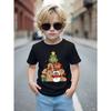 Boys Crewneck Short Sleeve T-Shirt, Cute Capybara Letter D Print Animal Theme Summer Tee