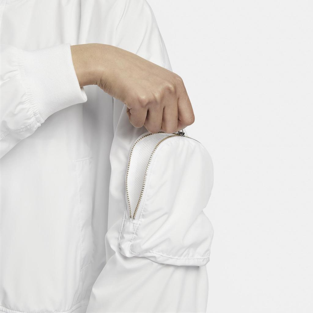 Nike Спортивная одежда Основные вещи Однотонная Повседневная Куртка с воротником-стойкой Длинный рукав Женские куртки Белый FN2840-100