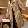 Классический тренч из смеси длинноволокнистого хлопка, свободный лацкан, средней длины, высококачественная женская одежда для весны и осени, женское пальто