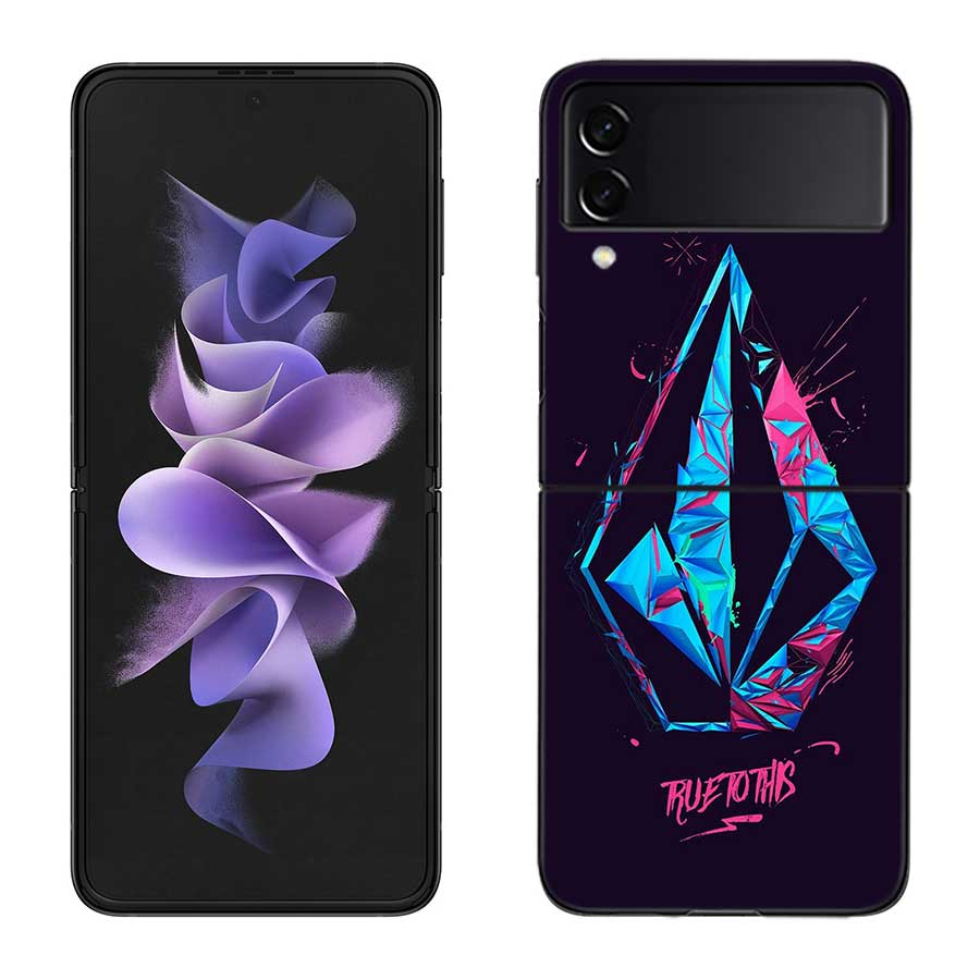 Volcom Logo Phone Case For Samsung Z Flip 7 6 5G Galaxy Z Flip 5 4 3 Black Hard Cell Cover Luxury PC Shell Coque