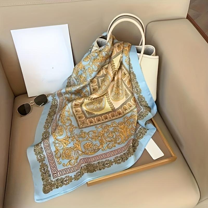 70 * 70 см Шелковый платок Квадратный платок Профессиональный платок из искусственного шелка Платок из шелка с ретро-принтом для женщин