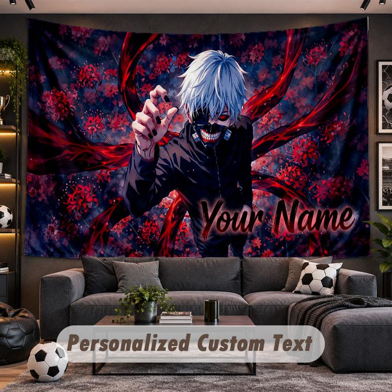 Wall Hanging Tapestry Custom NameTokyo Ghoul Pattern Personalized Printed Fabric Wall Decor