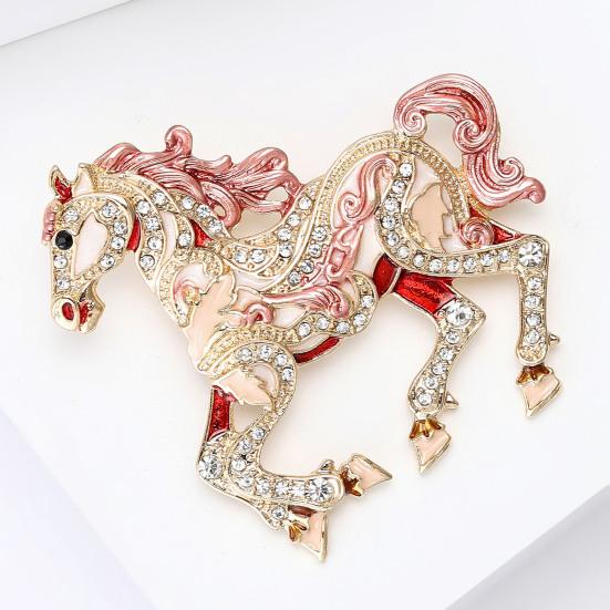 Colorful Horse Brooch Rhinestone Encrusted Alloy Horse Lapel Pin Animal Brooch Pin Outfit Accessory for Clothes Hats Bags Scarves