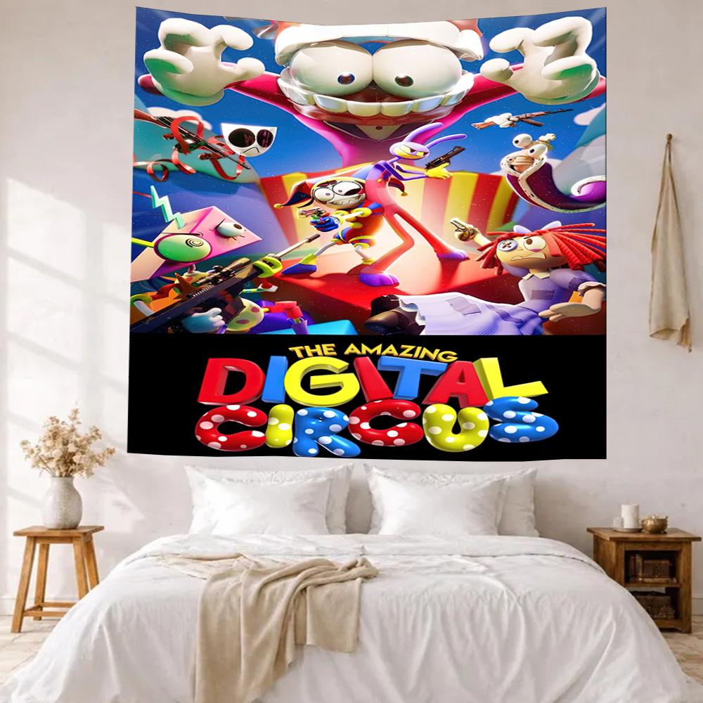 Digital Circus Wall Decor Tapestry Art For Pet Memorial Birthdaywedding Party Backdrop Family Gift