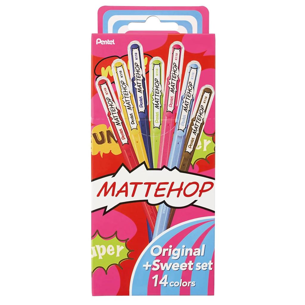 Pentel Color Ballpoint Pen Matt Hop Original + Sweet 14 Colors K110-V14ST