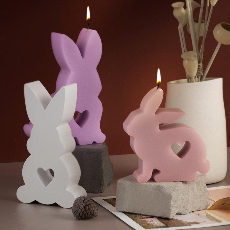 3D Сердце Кролик Силиконовая Форма DIY Животное Ароматерапия Свеча Гипсовая Форма Мыла Украшения Дома Exploy Resin Molud Craft