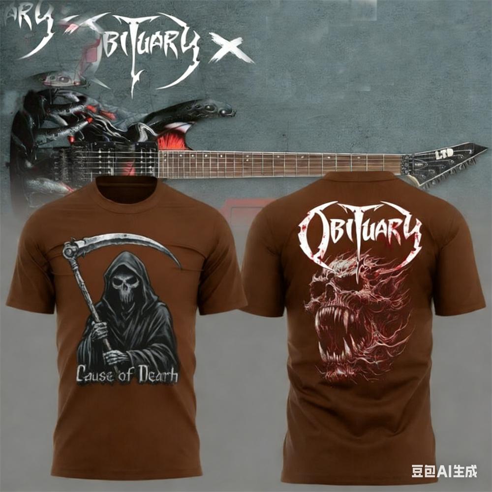 Summer men's T-shirt New Rock Obituary Band skulls Print T-shirt Men Women Fashion Oversized Short Sleeve Tshirt Graphic T-shirt