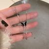 Pure Desire Wind Black Butterfly Tassel Necklace Women'S Trend Sweater Chain Versatile Clavicle Chain Accessories