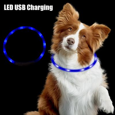 Ночной светящийся зарядный ошейник для собак, светодиодный USB-ошейник для предотвращения потери собаки, мигающий светящийся ошейник для ночной безопасности, аксессуары для питомцев