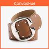 Inspired Hip Hop Women Leather Belt With Double Row Rivets And Large C Buckle
