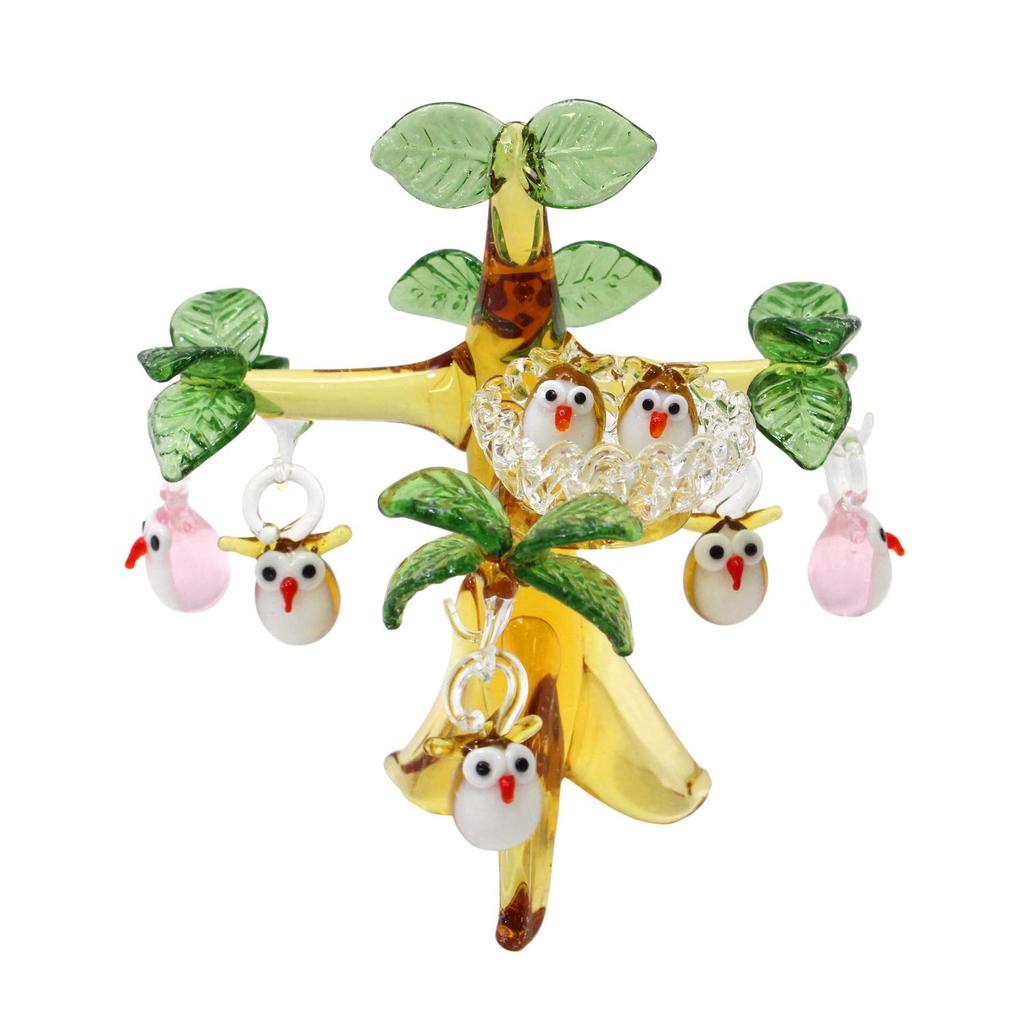 Four Cart Cute Handmade Glass Owl Nest Tree