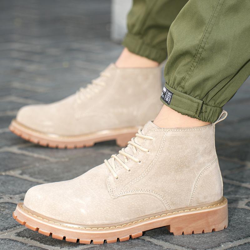 Однотонные ботинки Мартин мужские трендовые универсальные в британском стиле высокие осенне-зимние кожаные ретро ботинки в стиле милитари простые модные туфли