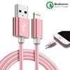 Cable for Mobile Phone - Compatible with iPhone - Nylon - 1m - Pink Color - USB