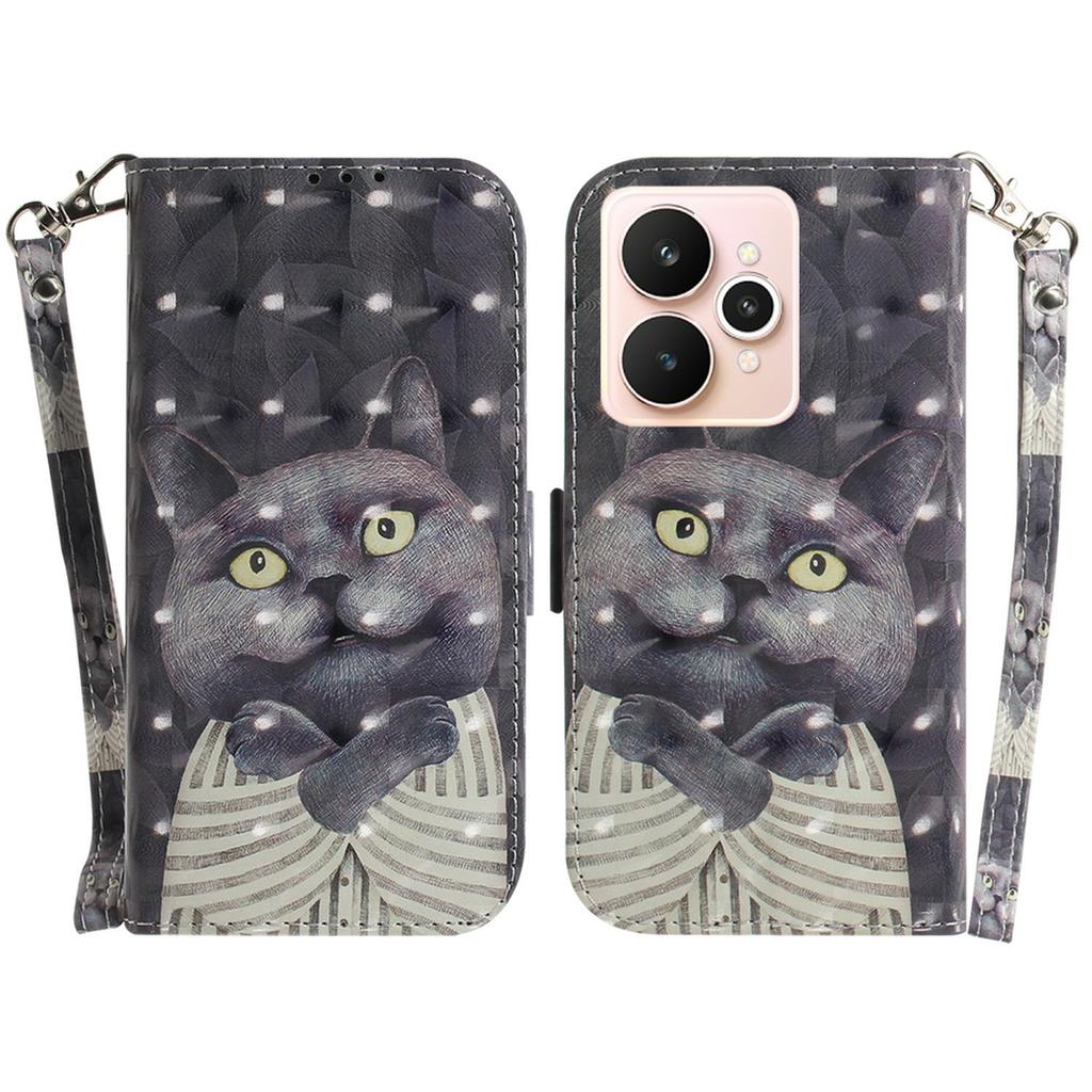 Для Realme 15 Pro 5G/15 5G Чехол с рисунком, кожаный кошелек, чехол для телефона с ремешком на запястье