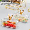 3-Tier Dried Fruit Display Tray with Nut Stand Stylish Elk Lid Sturdy Plastic Iron Frame