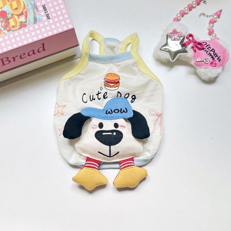 Lightweight Dog Dress With 3D Cartoon Character Applique Small Breeds Like Teddy Poodle Chihuahua