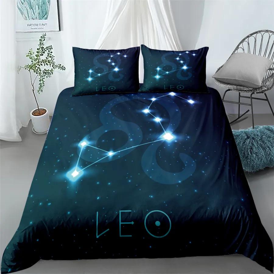 3pcs Aquarius Sign Zodiac Bedding Set King Queen Double Full Twin Single Size Duvet Cover Pillow Case Bed Linen Set