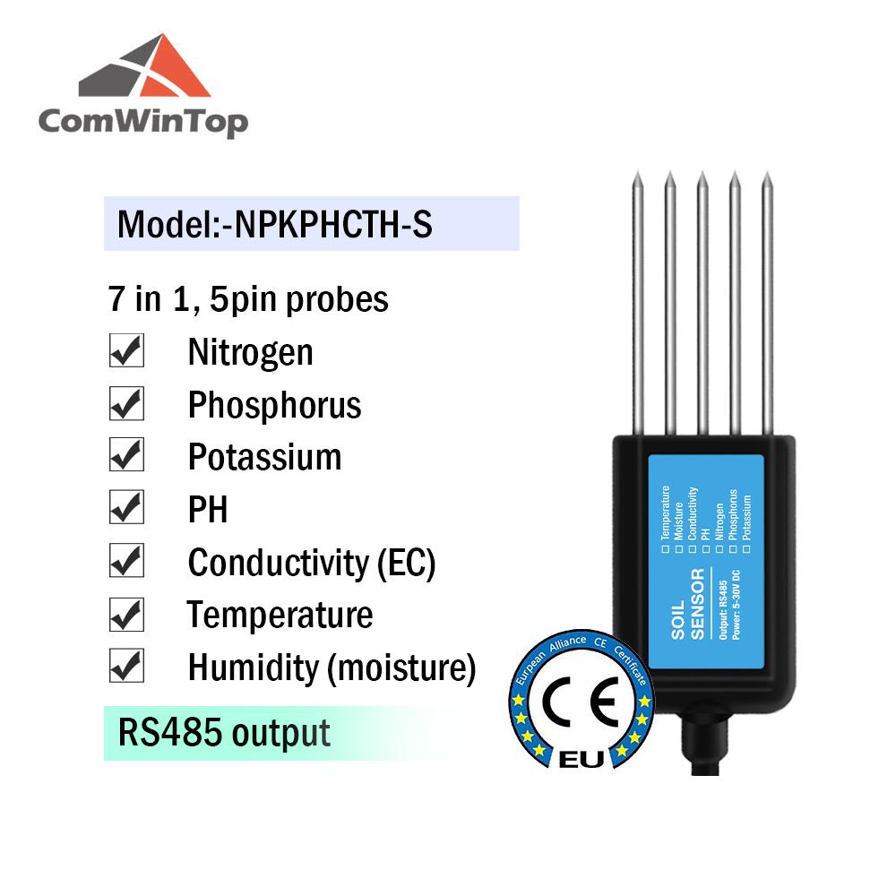 Measure Soil Moisture Temperature Humidity EC PH NPK 4-20mA 0-5V RS485 Modbus Soil Sensor