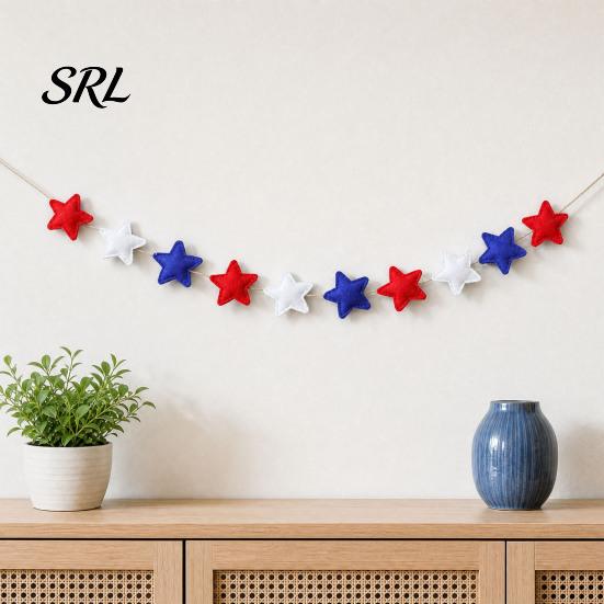 Reusable Party Banner Patriotic Garland for 4th of July Decorations, Red White Blue Hanging Detachable Bunting Memorial Day, Veterans Independence Day