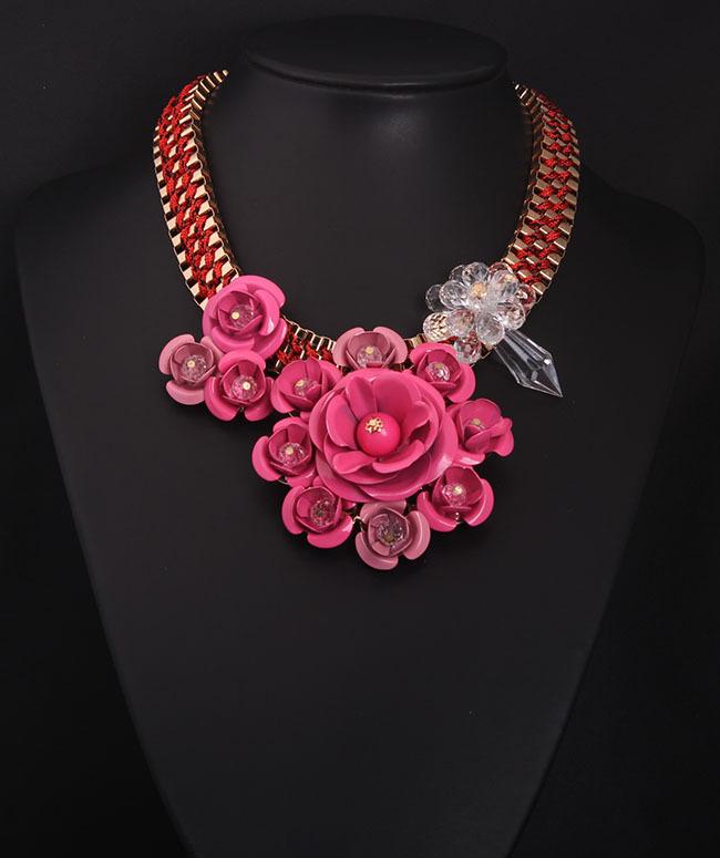 6-цветное многослойное плетеное короткое ожерелье на ключицу с цветочным узором, преувеличенные модные женские аксессуары