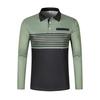 Men Spring Fall Shirt Buttoned Turn-down Collar Contrast Color Striped Prinitng Long Sleeves Pullover Mid Length Casual Business Top