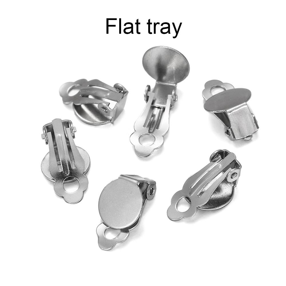 10 шт./лот, пустая основа из нержавеющей стали, стеклянные кабошоны, зажимы для сережек, принадлежности для изготовления ювелирных изделий «сделай сам», аксессуары