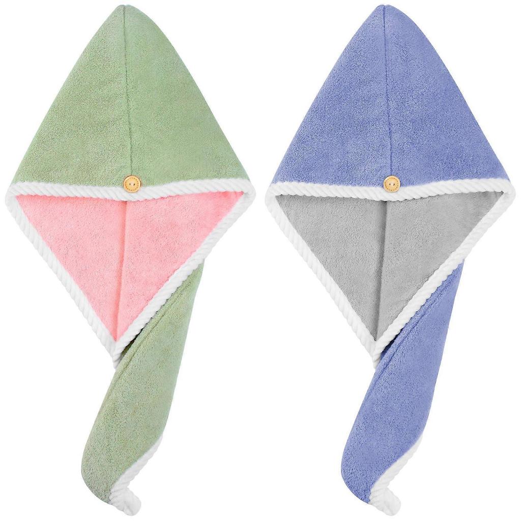 Absorbent Hair Drying Hat Coral Fleece for Women 2Pcs Towel Wraps
