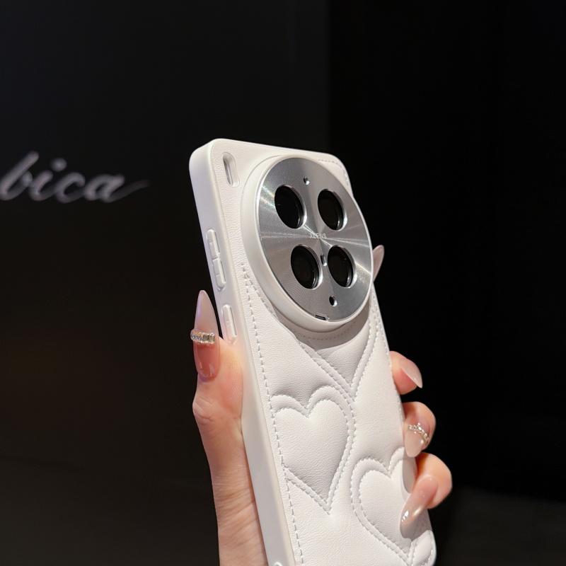Милый простой чехол из кожи с узором в виде сердца для Vivo X300 Ultra X300Pro X300s X300, задняя крышка с защитой объектива всей камеры