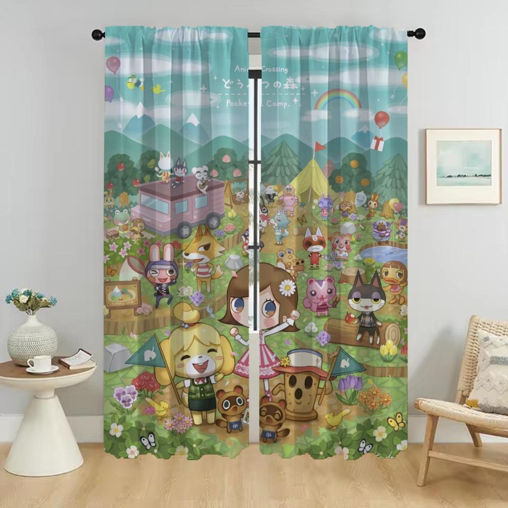 Шторы для гостиной Шторы для комнаты 2 панели Animal Crossings Shades Halloween Decoration Partition Home Interior Шторы